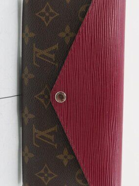 Louis Vuitton Brown Monogram and Burgundy Leather Bifold Wallet